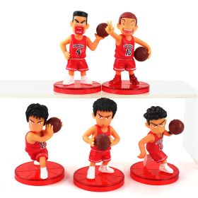 5pcs/pack 2.3inch/6cm White/Red Manga Action Figure Toys; Basketball Anime Figures (Color: Red)