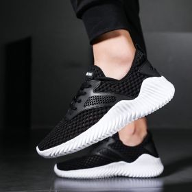 Mesh Breathable Sneakers Hot Sale Men Boy High Quality Comfortable Lightweight Shoes Tenis Grey White Black Spring Summer Autumn (Color: Black White, size: 46)