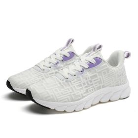 Women Girls 35-41 Casual Sneaker Breathable Mesh Summer Light Cozy Outdoor Running Sport Shoes Fitness Spring Autumn Comfortable (Color: White purple, size: 41)