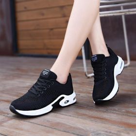 Spring Summer Autumn Casual Sports Shoes Fashion Hollow Mesh Breathable Flying Woven Air Cushion Outdoor Low-top Hiking Sneakers (Color: Black, size: 41)