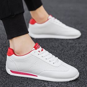 White Leather Sneakers Men Women Boys Girls Sport Vulcanized Casual Shoes Comforthable Spring Fashion School Student Tennis Sale (Color: mesh red, size: 42)