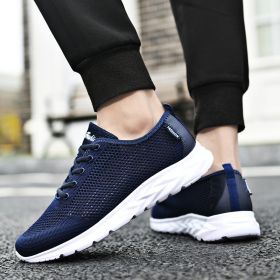 Male Lace-up Non-slip Running Trainers Free Shipping 2022 Men Sneakers Summer Fashion Breathable Light Tenis Sports Casual Shoes (Color: dark blue, size: 40)