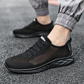 Male Lace-up Non-slip Running Trainers Free Shipping 2022 Men Sneakers Summer Fashion Breathable Light Tenis Sports Casual Shoes (Color: Black, size: 41)