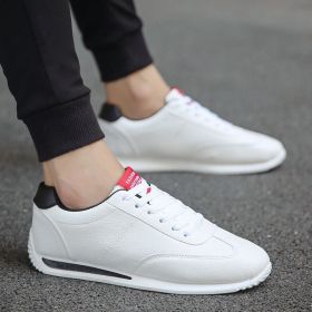 White Leather Sneakers Men Women Boys Girls Sport Vulcanized Casual Shoes Comforthable Spring Fashion School Student Tennis Sale (Color: Black, size: 37)