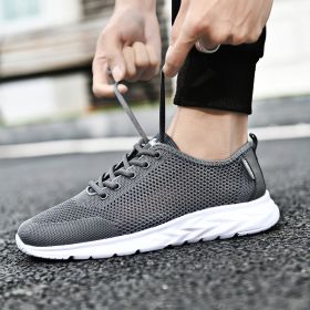 Male Lace-up Non-slip Running Trainers Free Shipping 2022 Men Sneakers Summer Fashion Breathable Light Tenis Sports Casual Shoes (Color: grey, size: 38)