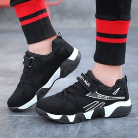 Spring Summer Autumn New Boys Sports Shoes Mesh Lightweight Running Middle Big Children Breathable Casual Sneakers Kids Fashion (Color: Black White, size: 31)