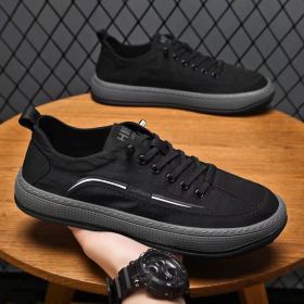 Spring Summer Autumn Casual Canvas Shoes Men Ice Silk Cloth Cool Breathable Walking Running Sneaker Anti-odor Outdoor Soft Cozy (Color: Black, size: 42)