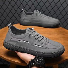 Spring Summer Autumn Casual Canvas Shoes Men Ice Silk Cloth Cool Breathable Walking Running Sneaker Anti-odor Outdoor Soft Cozy (Color: Gray, size: 39)