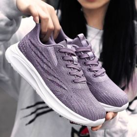 High Quality Men Women Casual Shoes Mesh Fly Weaving Breathable Light Sneaker Any Age Sport Outdoor Walking Spring Summer Autumn (Color: Women light purple, size: 35)