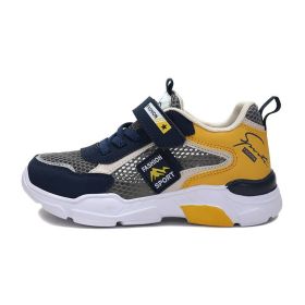 Kids Casual Shoes Boy Sneaker Waterproof Leather Breathable Mesh Sport Middle Big Children Campus Street Outdoor Light Soft Cozy (Color: Yellow (single Mesh), size: 40)