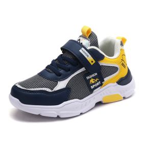 Kids Casual Shoes Boy Sneaker Waterproof Leather Breathable Mesh Sport Middle Big Children Campus Street Outdoor Light Soft Cozy (Color: Yellow (Double Mesh), size: 32)