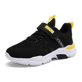 Kids Running Sports Shoes Girls Boys Chunky Sneakers Children Breathable Lightweight Casual Walking Footwear Basketball Trainers (Color: Black yellow, size: 39)