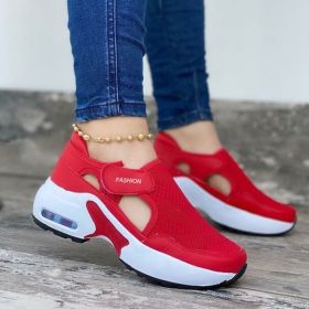 2022 Summer Women Red Sneakers Ladies Air Cushion Shoes Female Mesh Breathable Flats Casual Footwear Fashion Walking Trainers (Color: Red, size: 37)