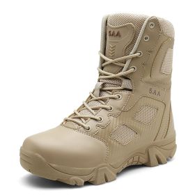 Spring Autumn Men Military Boots Quality Special Tactical Desert Combat Ankle Boats Army Work Shoes Man Sport Boots (Color: sand, size: 45)