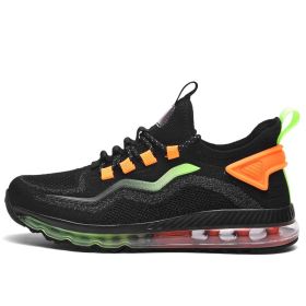 Big Size Men Athletic Running Sport Shoes Breathable Outdoor Walking Jogging Sneakers Air Mesh Summer Male Sport Trainers Hombre (Color: Black orange, size: 45)