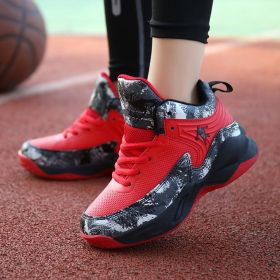 Boys Brand Basketball Shoes for Kids Sneakers Thick Sole Non-slip Children Sports Shoes Child Boy Basket Trainer Shoes 2021 New (Color: Red, size: 36)