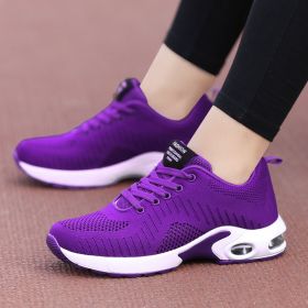 Summer new ghost step dance shoes square dance shoes mesh surface Korean version of sports women's shoes running trawl shoes students shoes (Color: Purple, size: 35)