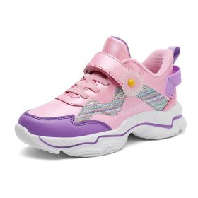 Kids Sneakers Breathable Summer Running Sports Shoes For Girls Fashion Casual Children Sneakers Girls Chaussure Enfant 2022 (Color: Pink purple, size: 28)