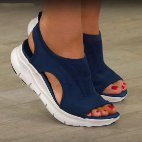 Plus Size Women's Shoes Summer 2021 Comfort Casual Sport Sandals Women Beach Wedge Sandals Women Platform Sandals Roman Sandals (Color: Blue, size: 42)