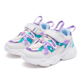 High Quality Fashion Sports Shoes Breathable Comfortable Kids Sneakers Girl Casual Children Shoes Chaussure Enfant 2022 (Color: White purple, size: 26)