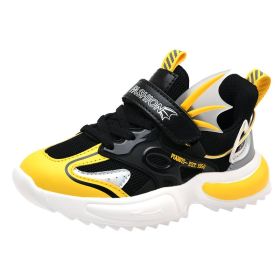 Boys Sneakers Boys Casual Sports Shoes for Girls High Quality Breathable Boys Kids Running Shoes Chaussure Basket Enfant (Color: Black yellow, size: 37)