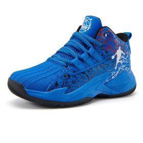 Kids Sneakers Thick Sole Non-slip Children Sports Shoes Child Boy Basket Trainer Shoes Girls (Color: Royal blue, size: 33)