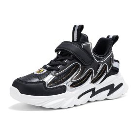 Autumn Fashion Children's Outdoor Sports Shoes Boys Running Walking Shoes Breathable Soft Sole Casual Light Sneakers Shoes (Color: Black, size: 29)