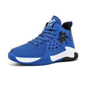 Boys Basketball Shoes Soft Sole Non-slip Breathable Kids Sneakers Children Sport Shoes Outdoor Child Trainers Shoes Basket Boy (Color: Royal blue, size: 33)