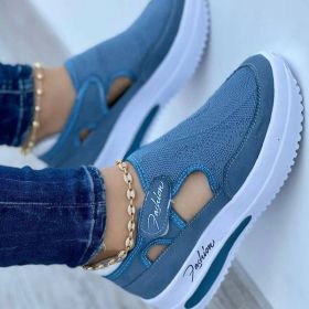 Red Sneakers Women Shoes Woman Tennis Shoes Canvas Shoe Female Casual Shoes Ladies Sport Shoes Platform Sneaker Hollow Out Shoes (Color: Blue, size: 42)