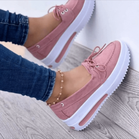 Shoes Women's 2022 Summer Platform Sport Casual Shoes Lace-up Flats Plus Size 43 Comfort Non Slip Women Loafers Vulcanize Shoes (Color: Pink, size: 37)