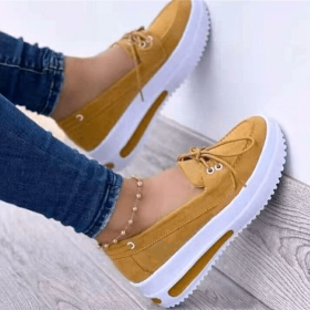 Shoes Women's 2022 Summer Platform Sport Casual Shoes Lace-up Flats Plus Size 43 Comfort Non Slip Women Loafers Vulcanize Shoes (Color: yellow, size: 39)