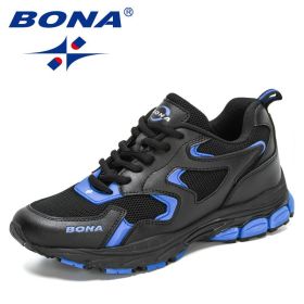 BONA 2022 New Designers Outdoor Sports Shoes Running Shoes Women Fashion Sneakers Comfortable Athletic Training Footwear Ladies (Color: Black royal blue, size: 6.5)