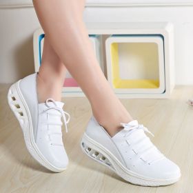 Big Size 35-42 Lace-up Slim Shoes for Female Ladies Outdoor Thick Bottom Sneakers Women's Anti-slip Sweat Sport Shoes Date Shoes (Color: Silver, size: 10)