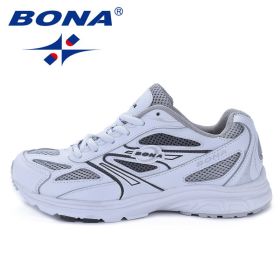 BONA New Classics Style Women Running Shoes Breathable Upper Outdoor Walking Jogging Sport Shoes Comfortable Ladies Sneakers (Color: Gray White, size: 7)