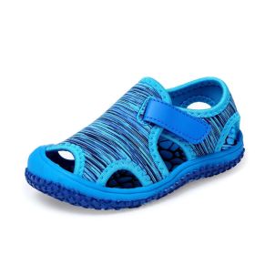 New Summer Children Beach Boys Sandals Kids Shoes Closed Toe Baby Sport Sandals for Girls Eu Size 21-32 (Color: Blue, size: 30-insole 19.2cm)