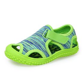 New Summer Children Beach Boys Sandals Kids Shoes Closed Toe Baby Sport Sandals for Girls Eu Size 21-32 (Color: green, size: 26-insole 16.7cm)