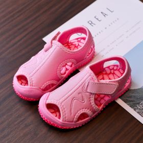 New Summer Children Beach Boys Sandals Kids Shoes Closed Toe Baby Sport Sandals for Girls Eu Size 21-32 (Color: New Pink, size: 28-insole 18cm)