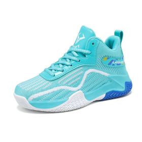 Boys Basketball Shoes Thick Sole Soft Summer Boys Sneakers Non-Slip Leather Children Sport Shoes Outdoor Mesh Boy Basket Girls (Color: Moonlight, size: 39)