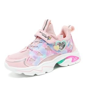 Princess Girls Sneaker Spring Autumn Cartoon Students Casual Shoes Girls Sports Shoes Children's Kids Soft-Soled Non-Slip Shoes (Color: Pink, size: 38)