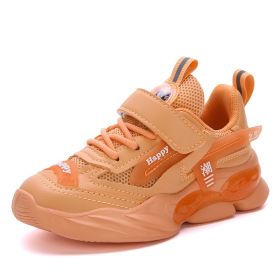 Sport Kids Sneakers Boys Casual Shoes For Children Sneakers Girls Shoes Anti-slippery Fashion tenis infantil menino Mesh (Color: Orange, size: 32)