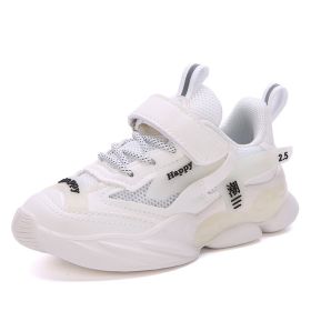 Sport Kids Sneakers Boys Casual Shoes For Children Sneakers Girls Shoes Anti-slippery Fashion tenis infantil menino Mesh (Color: White, size: 32)