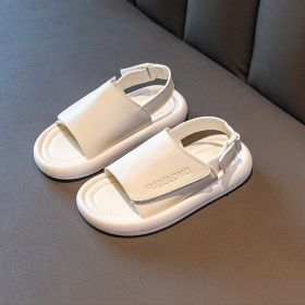 New Kids Sandals Summer Toddler Children Soft Sole Anti-Slip Slides Outdoor Sport Boys Girls Baby Shoes (Color: White, size: 25-insole 16cm)