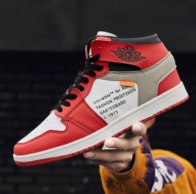 Autumn and winter new AJ high top board shoes trend all match student shoes men and women lovers sports casual shoes (Color: Red, size: 36)