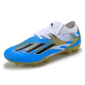 New men's and women's outdoor spike football shoes sports shoes youth training shoes competition shoes (Color: Blue/spike, size: 40)