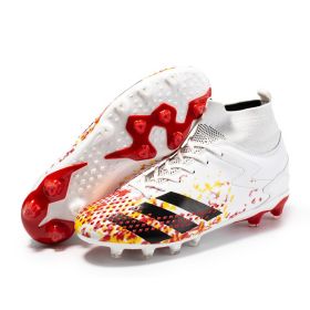 New high top football shoes men's and women's TF broken nails middle school students AG long nails sports training game football shoes (Color: White (spike), size: 45)