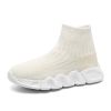 Spring and autumn new children's thick soled knitted vamp flying woven high top socks shoes breathable comfortable light outdoor leisure sports shoes