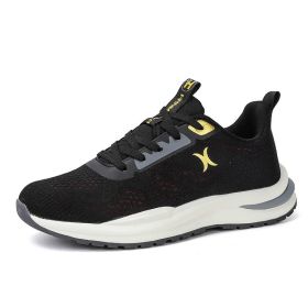 New spring and autumn comfortable soft sole men's fashion all-match sports shoes lightweight non-slip outdoor leisure men's single shoes leisure runni (Color: Black, size: 45)