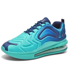 JJ tiger The latest color matching couples sky Eye air cushion shoes for men and women casual sports shoes (36-46 optional) (Color: Green dark blue, size: 38)