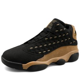 JJ tiger Basketball sneakers Sports basketball shoes for couples (36-46 optional) (Color: Black brown, size: 36)