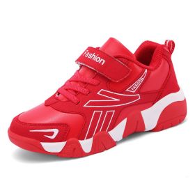 Boys Sneakers Winter Shoes Kids Leather Shoes Fashion Outdoor Kids Running Shoes Comfortable Children Sport Shoe Boots Tenis (Color: Red, size: 28)